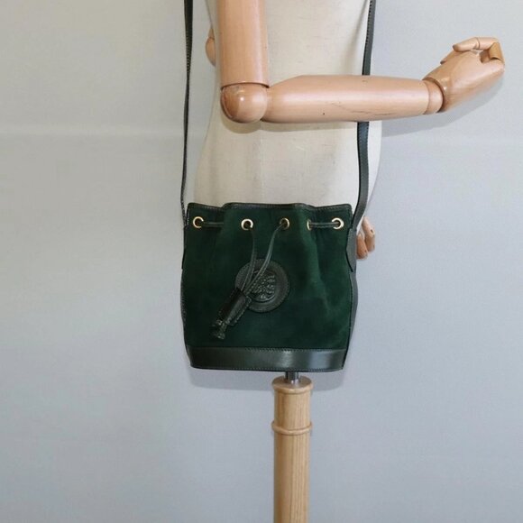 FENDI Shoulder Bag Suede Green Auth - Picture 1 of 15